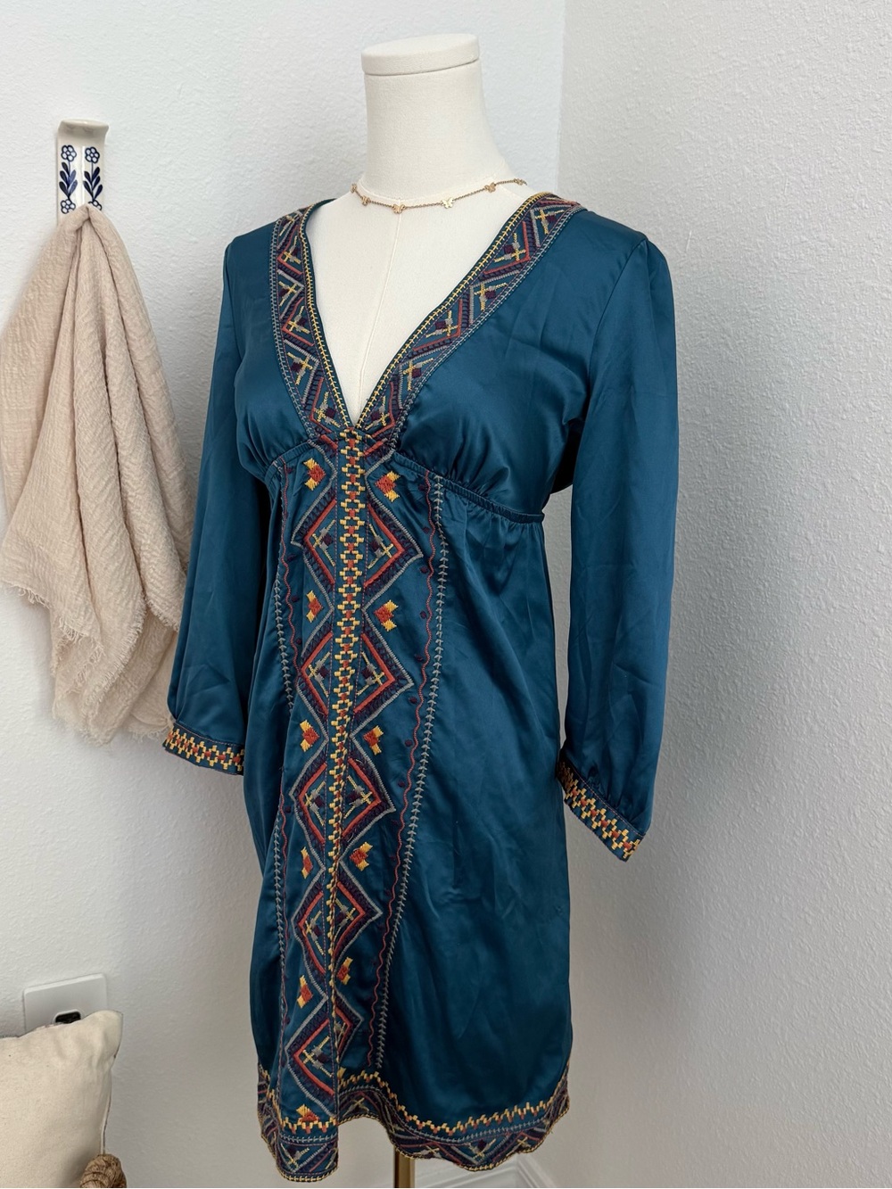 Flying Tomato Embroidered Boho Mini Dress Medium